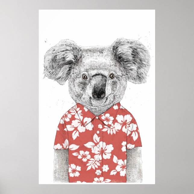 Poster Koala d'été (rouge) (Devant)