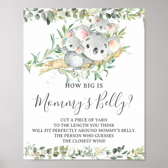 Poster Koalas Twins Shower How Big is Mommy's Belly Jeu (Devant)