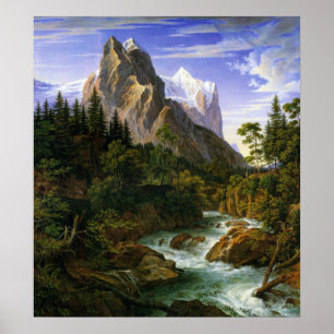 Poster Koch - Das Wetterhorn von der Rosenlaui aus, 1824