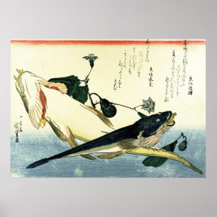 Poster Kochi - Hiroshige's Colorful Japanese Fish Print