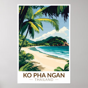 Poster Koh Pha Ngan Thaïlande Travel Art Vintage
