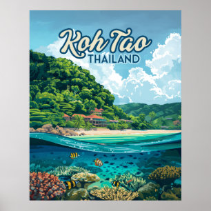 Poster Koh Tao Thaïlande Asie Plage de plongée sous-marin