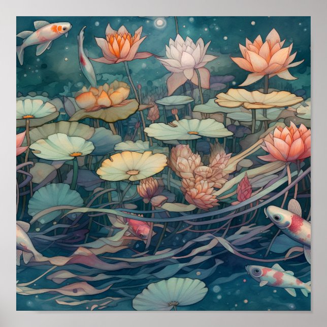 Poster Koi Carp Art de style japonais (Devant)