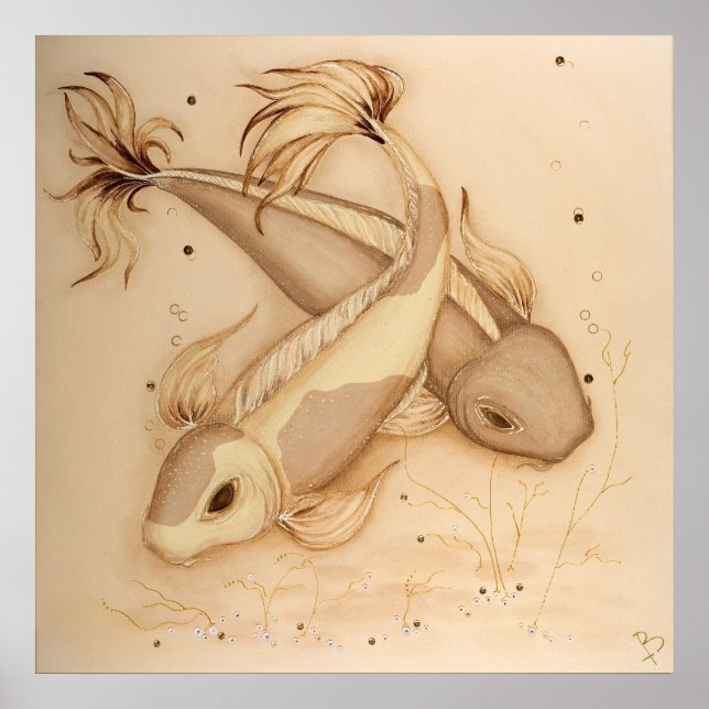 Poster Koi Carp Japonais Poissons Peinture Art Imprimer (Devant)