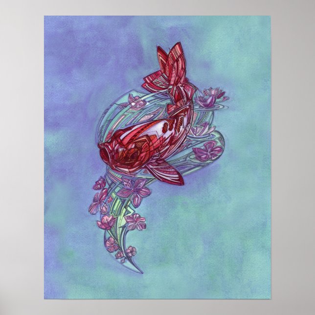 Poster Koi et Sakura par Adam Dennis (Devant)