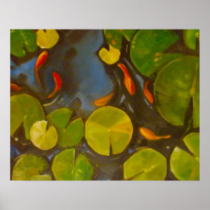 Poster Koi Pond avec des caleçons et des petits poissons