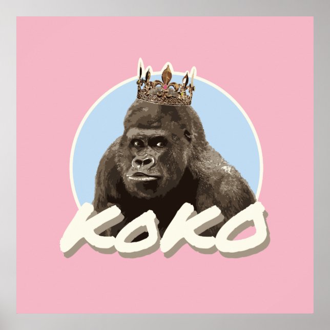 Poster Koko Les Gorilles Portant La Couronne (Devant)