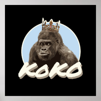 Poster Koko Les Gorilles Portant La Couronne