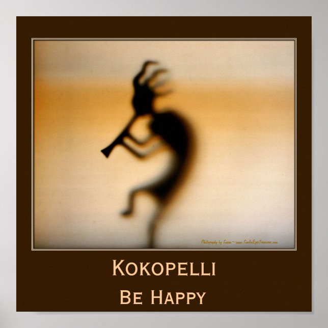 Poster Kokopelli Be Happy Inspirational (Devant)