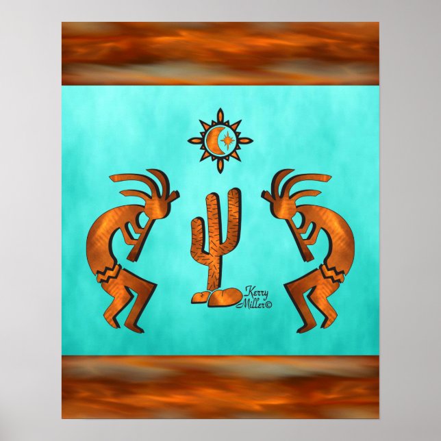 Poster Kokopelli Et Cactus (Devant)