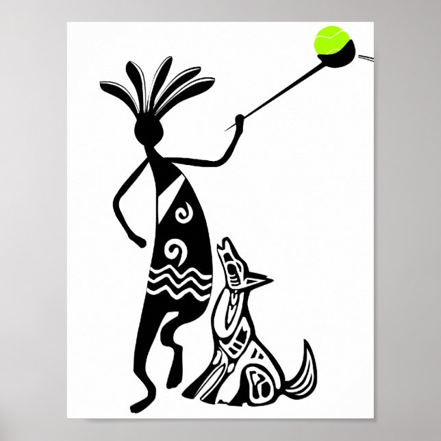 Poster Kokopelli et Chien (Devant)