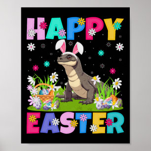 Poster Komodo Dragon Oeufs de Pâques Chasse Bunny Oreille