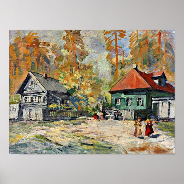 Poster Korovin - Automne dans un village russe (Devant)