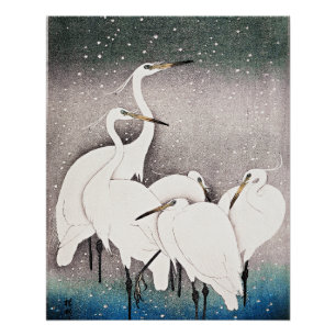 Poster Koson - Un groupe d'aigrettes