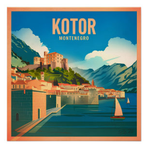 Poster Kotor Monténégro vintage