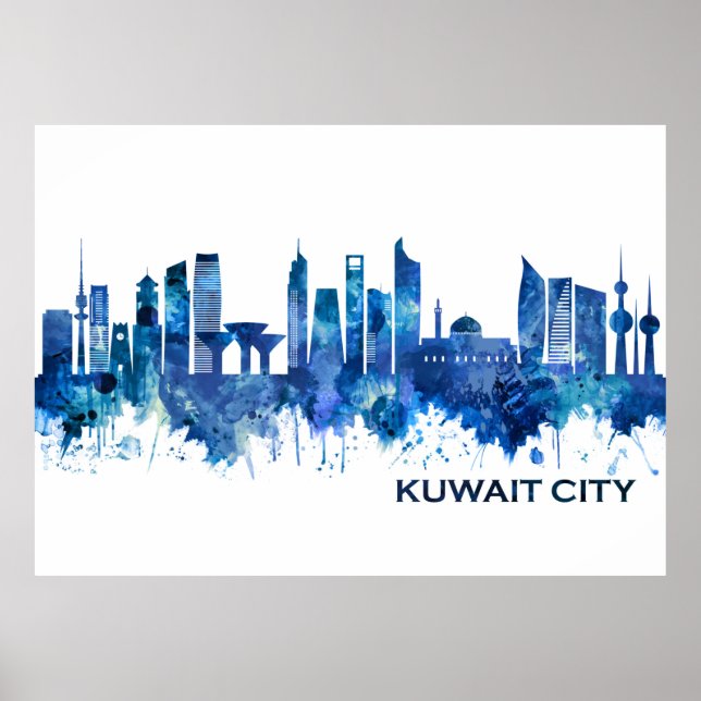 Poster Koweït Ville Koweït Skyline Blue (Devant)