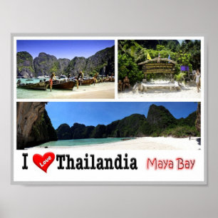 Poster Krabi - Maya Bay - Thaïlande - I Love -