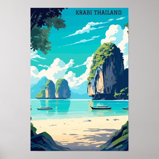 Poster Krabi Thaïlande Beach Paradise Travel (Devant)