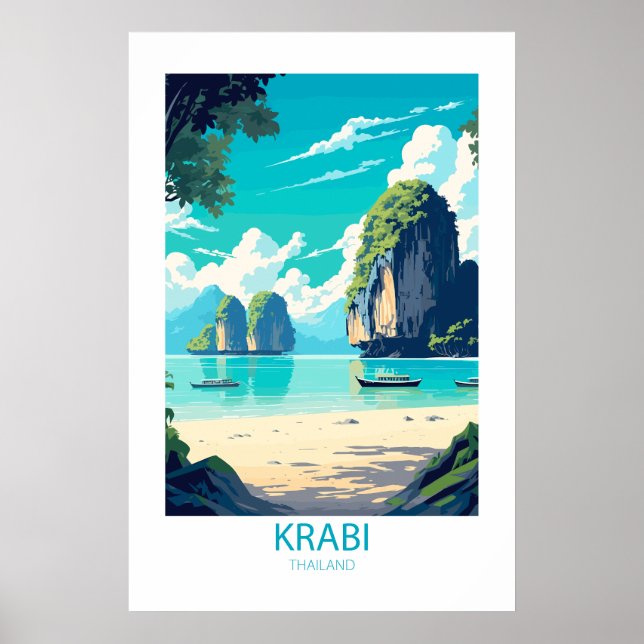 Poster Krabi Thaïlande célèbres lieux de voyage (Devant)