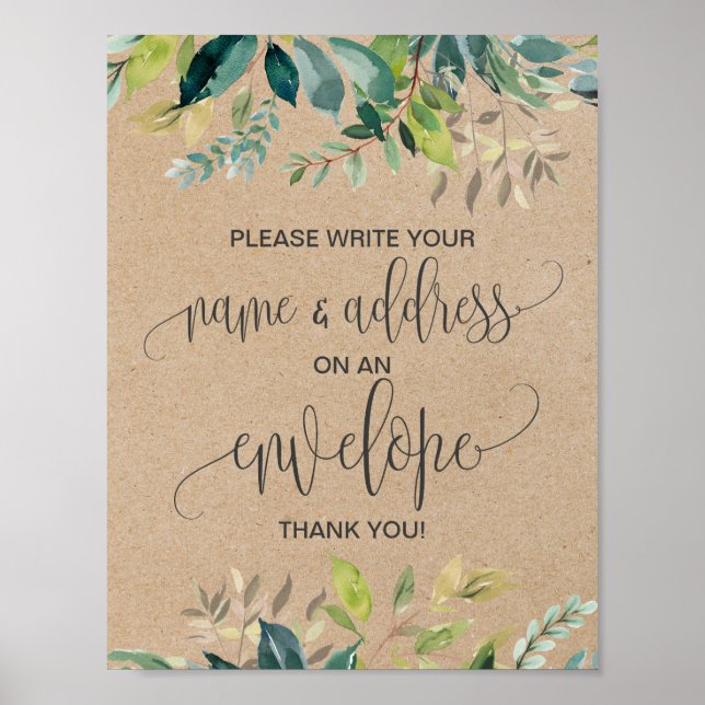 Poster Kraft Adresse De Foliage Un Panneau D'Enveloppe (Devant)