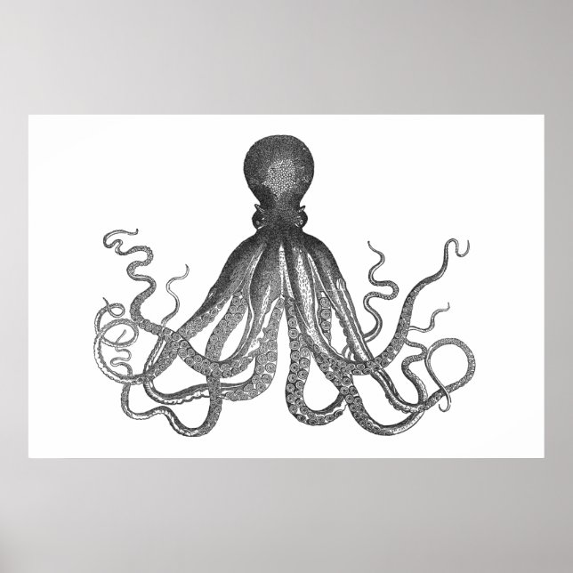 Poster Kraken - Octopus géant noir / Cthulu (Devant)
