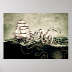 Poster Kraken Sérigraphie
