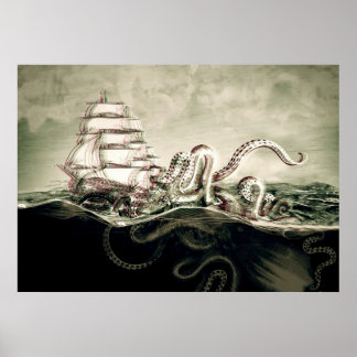 Poster Kraken Sérigraphie