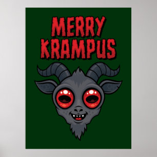 Poster Krampus Mignon et Effrayant de Noël