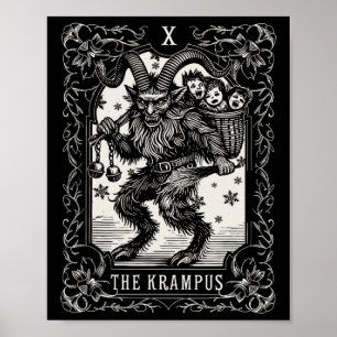 Poster Krampus Tarot Card Design Noël Saison Evil Pa