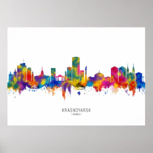 Poster Krasnoïarsk Russie Skyline