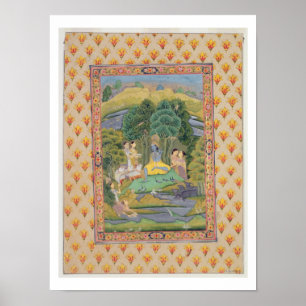 Poster Krishna et les Gopis (gouache sur papier)