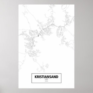 Poster Kristiansand, Norvège (noir sur blanc)
