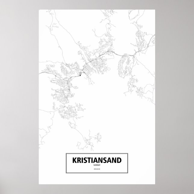Poster Kristiansand, Norvège (noir sur blanc) (Devant)