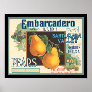 Poster KRW Embarcadero Pears Vintage Étiquette Crate
