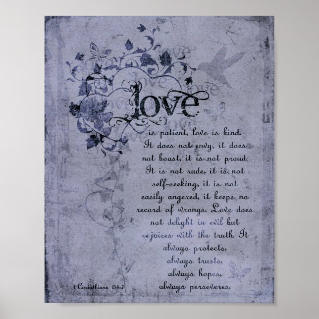 Poster KRW Love est Patient Corinthians Bible Citation Po (Devant)