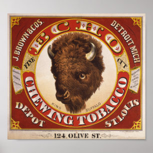 Poster KRW Vintage 1873 Echo Chewing Étiquette de tabac