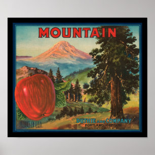 Poster KRW Vintage Pommes de Montagne Étiquette Fruit