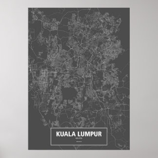Poster Kuala Lumpur, Malaisie (blanc sur noir, personnali