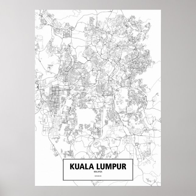 Poster Kuala Lumpur, Malaisie (noir sur blanc, coutume) (Devant)