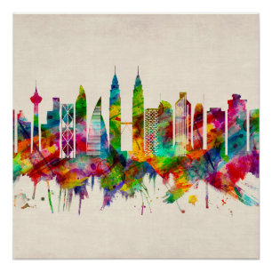 Poster Kuala Lumpur Malaisie Skyline