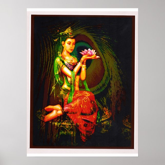 Poster Kuan Yin et la plume de paon (Devant)