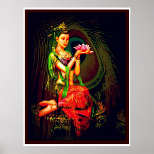 Poster Kuan Yin et la plume de paon