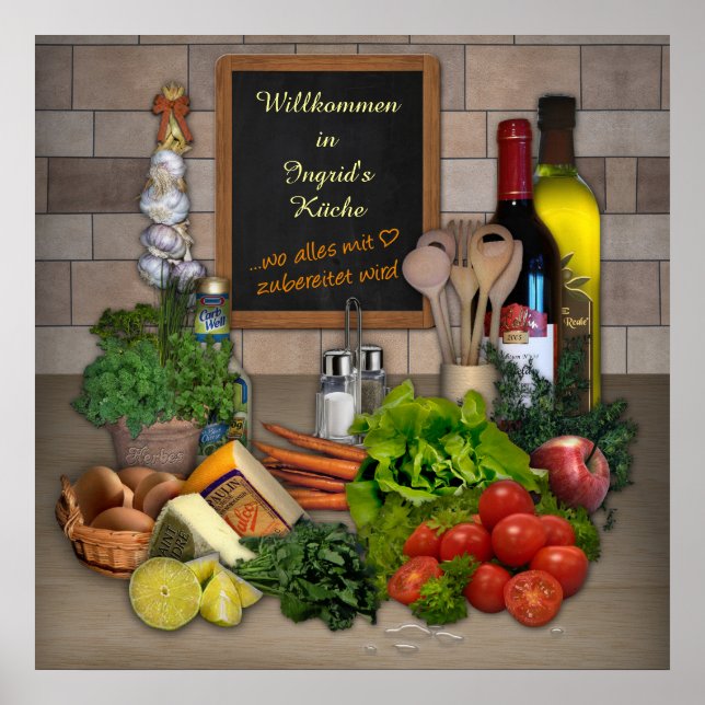 Poster Küchenposter mit Deinem Namen (Devant)