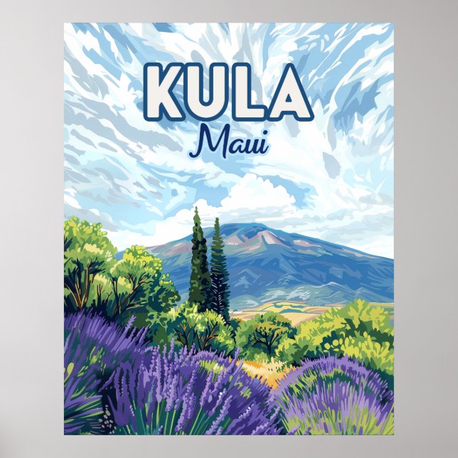 Poster Kula Maui Haleakala Hawaii Lavender Retro (Devant)