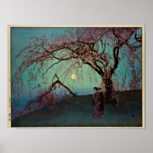 Poster Kumoi Cherry Trees 1920 imprimé en bois japonais