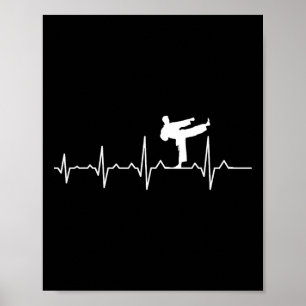 Poster Kung Fu Karaté Rythme Cardiaque Ceinture Noire Art