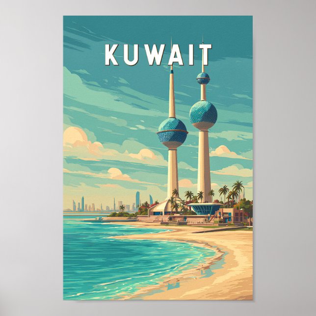 Poster Kuwait Illustration Travel Art Vintage (Devant)