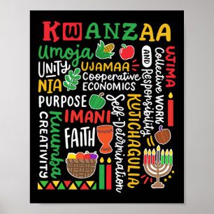 Poster Kwanzaa African American Kinara 7 Principes Celeb