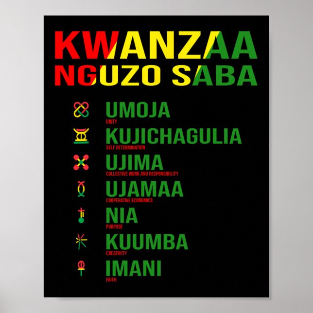 Poster Kwanzaa - Nguzo Saba - La conception des sept prin (Devant)