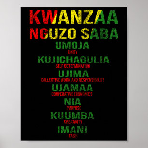 Poster Kwanzaa - Nguzo Saba Les sept principes La détress